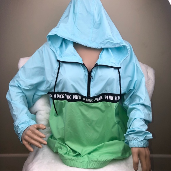 PINK Victoria's Secret Tops - VS PINK ANORAK Blue/Green - S